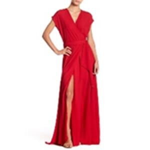 Meghan LA Jasmine Solid Maxi Wrap Dress